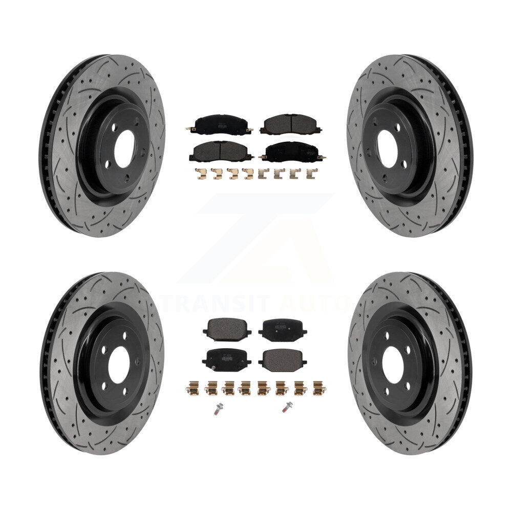 Front Rear Coated Drilled Slot Disc Brake Rotor Semi-Metallic Pad Kit For Lincoln Aviator KDF-101856