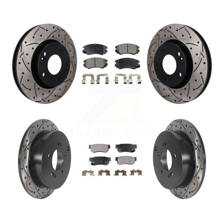 Front Rear Drilled Slot Brake Rotor Semi-Metallic Pad Kit For Hyundai Tucson Kia Sportage KDF-101858