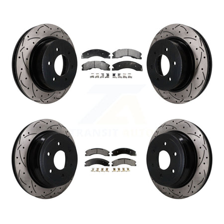 Front Rear Drilled Slot Brake Rotor & Semi-Metallic Pad Kit For 2016-2024 Nissan TITAN XD KDF-101860