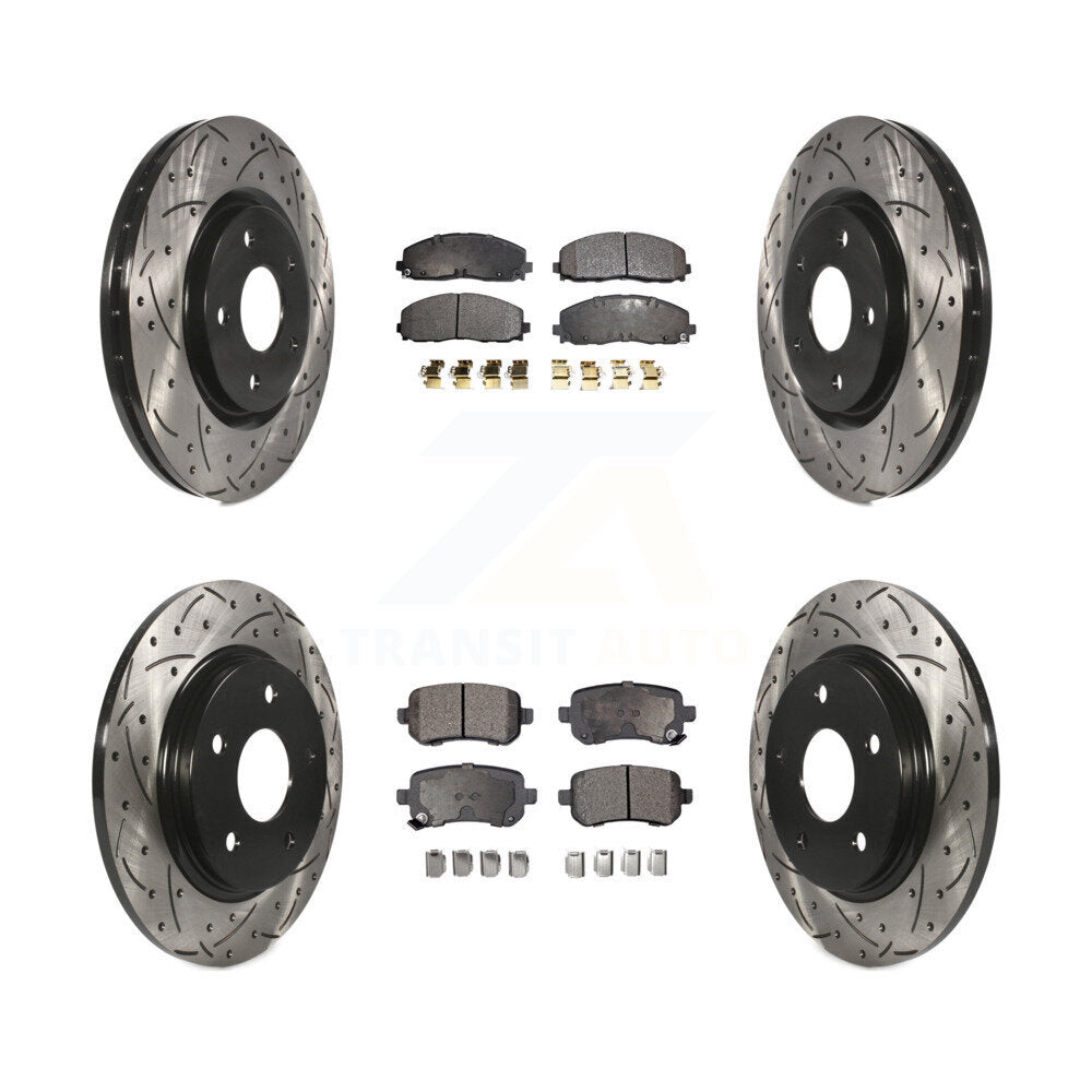 Front Rear Coated Drill Slot Disc Brake Rotor Semi-Metallic Pad Kit For Volkswagen Routan KDF-101861