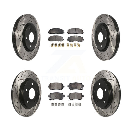 Front Rear Coated Drill Slot Disc Brake Rotor Semi-Metallic Pad Kit For Volkswagen Routan KDF-101861