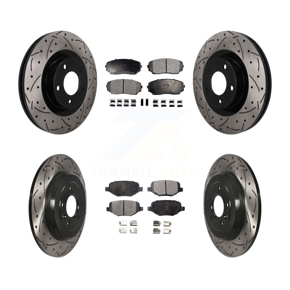 Front Rear Drilled Slot Disc Brake Rotors Semi-Metallic Pad Kit For Ford Edge Lincoln MKX KDF-101862