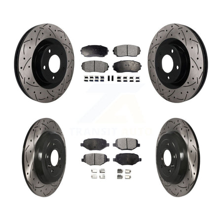 Front Rear Drilled Slot Disc Brake Rotors Semi-Metallic Pad Kit For Ford Edge Lincoln MKX KDF-101862