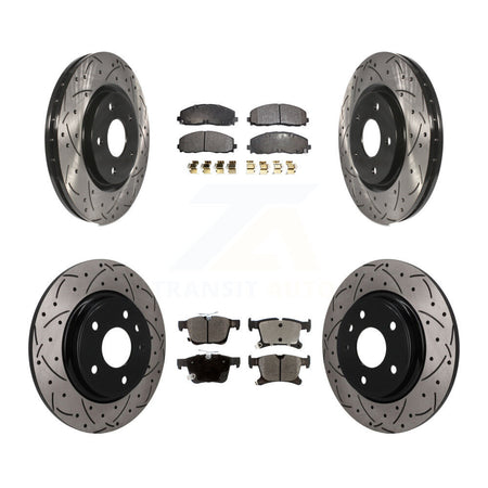 Front Rear Drill Slot Disc Brake Rotors Semi-Metallic Pad Kit For Chrysler Pacifica Grand KDF-101865