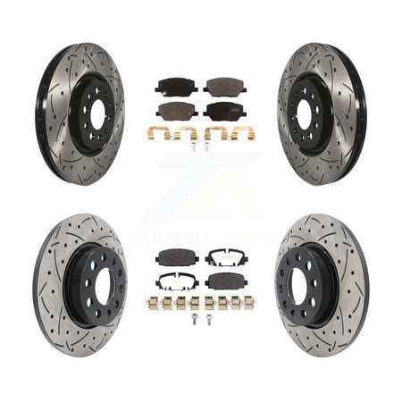 Front Rear Coated Drill Slot Disc Brake Rotor Semi-Metallic Pad Kit For 2023 Jeep Compass KDF-101866