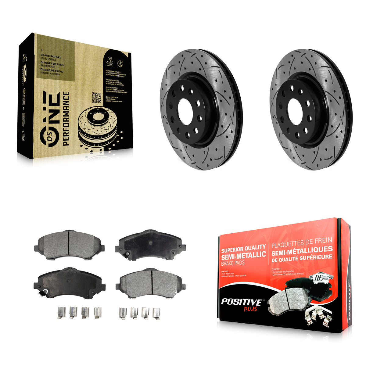 Front Coated Drilled Slotted Disc Brake Rotor And Semi-Metallic Pad Kit For Jeep Wrangler KDF-101872