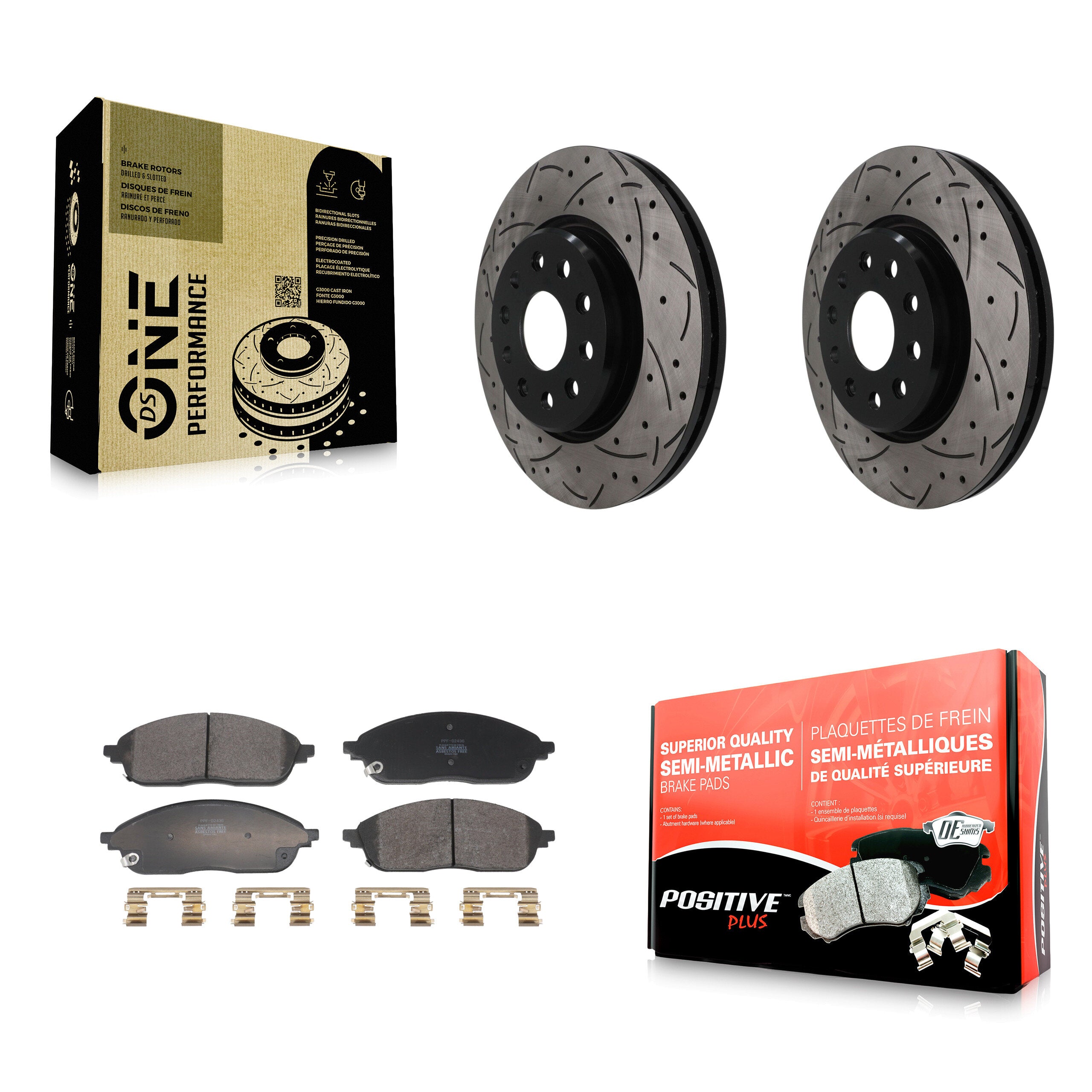 Front Coated Drill Slot Disc Brake Rotors Semi-Metallic Pad Kit For Jeep Grand Cherokee L KDF-101873