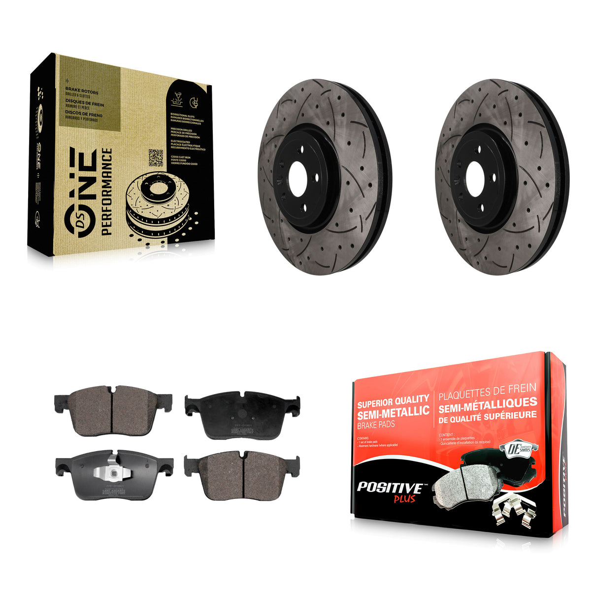 Front Drilled Slot Brake Rotor & Semi-Metallic Pad Kit For Jaguar F-Pace Land Rover Range KDF-101882