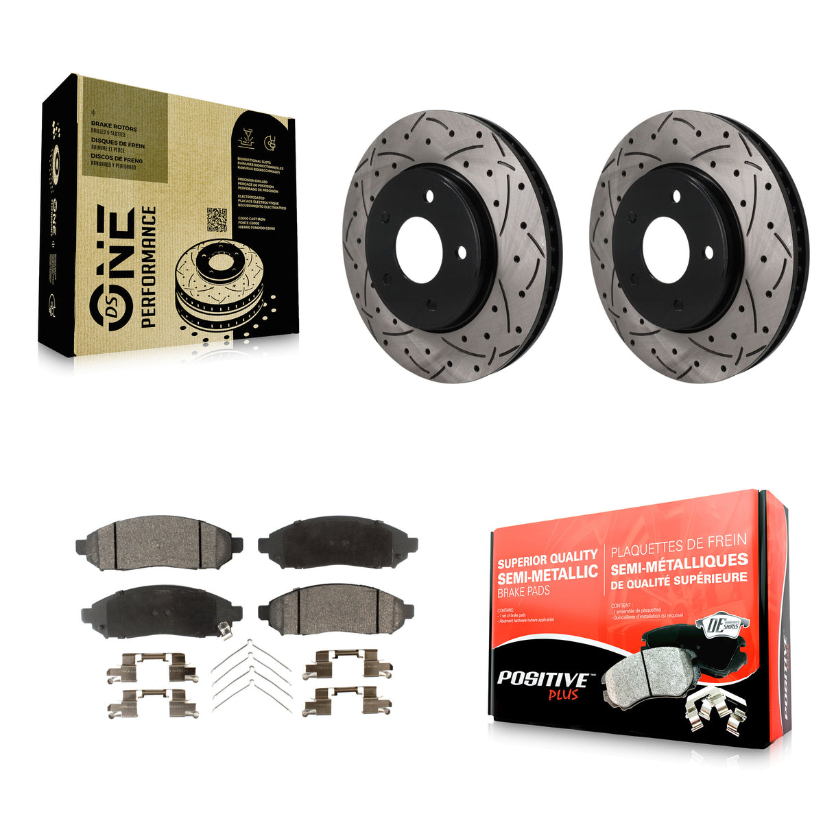 Front Drilled Slot Brake Rotor Semi-Metallic Pad Kit For Nissan NV200 LEAF Chevrolet City KDF-101886