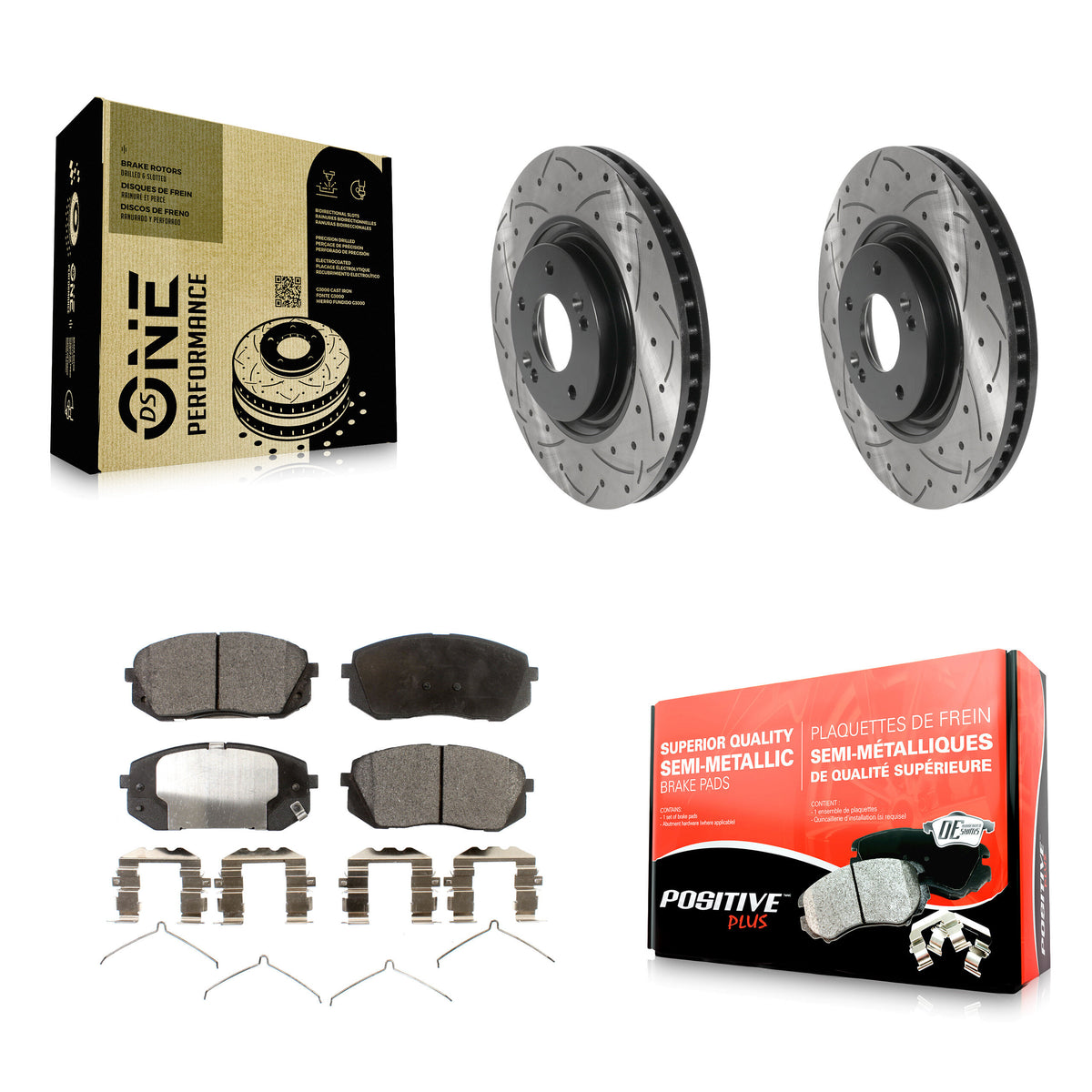 Front Coated Drilled Slotted Disc Brake Rotors And Semi-Metallic Pads Kit For Kia Optima KDF-101888