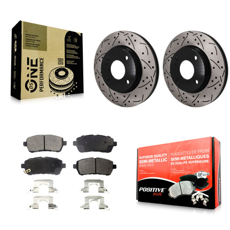 Front Coated Drilled Slotted Disc Brake Rotors And Semi-Metallic Pads Kit For Ford Fiesta KDF-101895