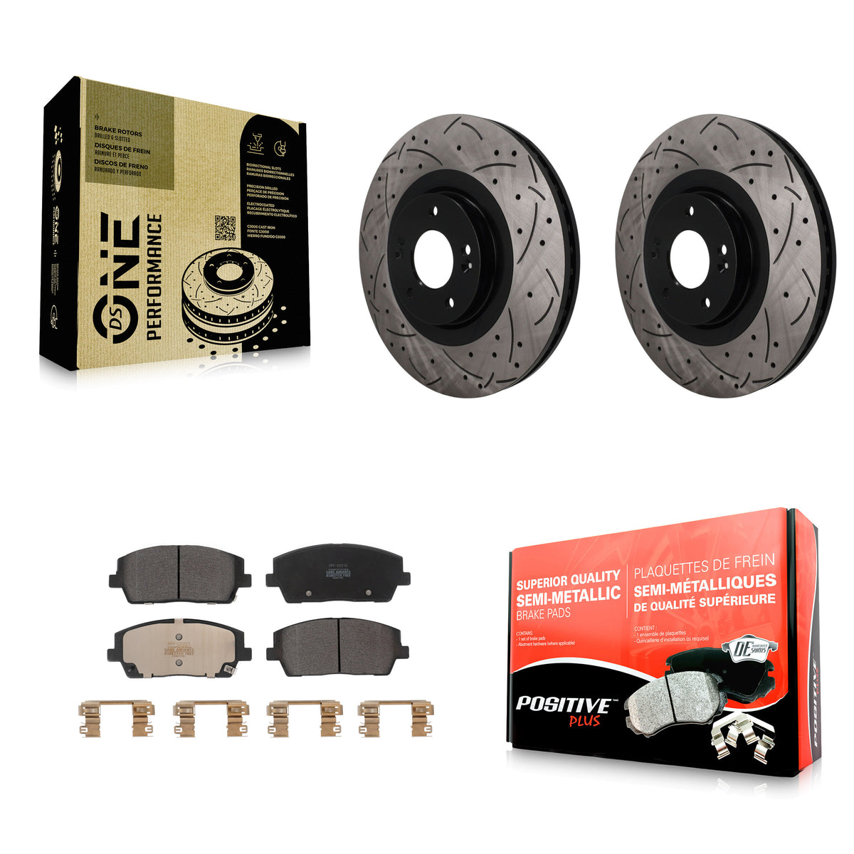 Front Drilled Slot Brake Rotor & Semi-Metallic Pad Kit For Hyundai Palisade Kia Telluride KDF-101898