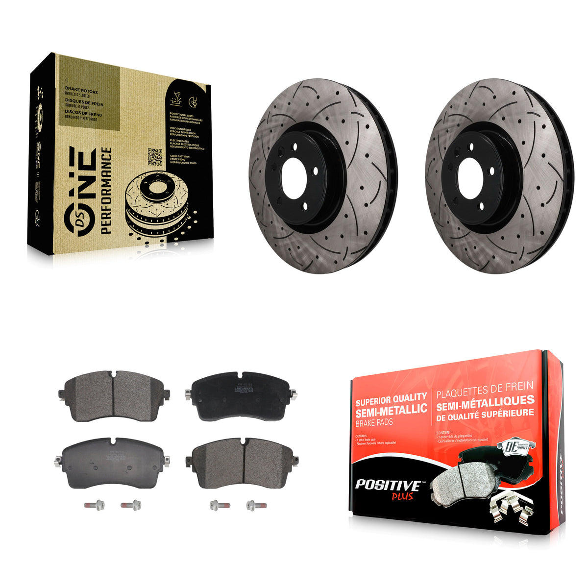 Front Drilled Slot Brake Rotors Semi-Metallic Pad Kit For Land Rover Defender 110 90 2.0L KDF-101909