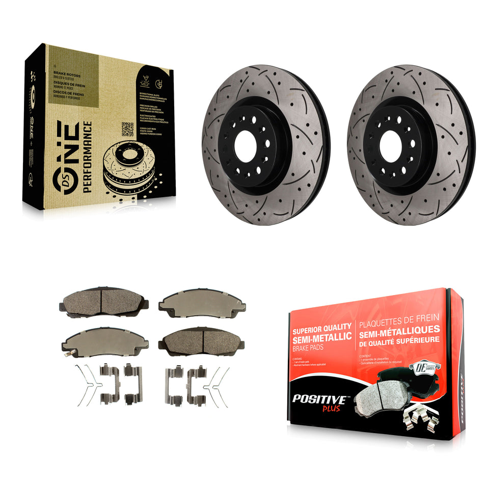 Front Drilled Slot Brake Rotor & Semi-Metallic Pad Kit For Cadillac XT5 Buick Enclave XT6 KDF-101919