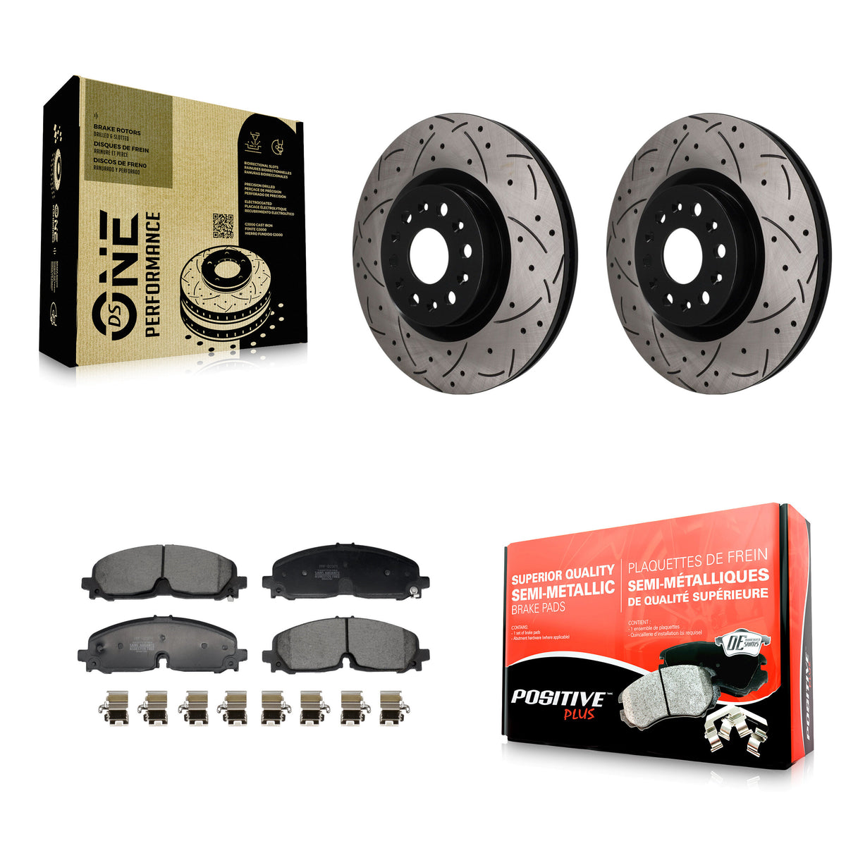 Front Drilled Slot Brake Rotor & Semi-Metallic Pad Kit For Cadillac XT5 Buick Enclave XT6 KDF-101920