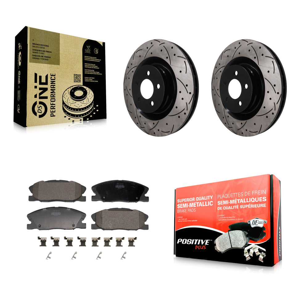 Front Coated Drilled Slotted Disc Brake Rotor And Semi-Metallic Pad Kit For Dodge Charger KDF-101924