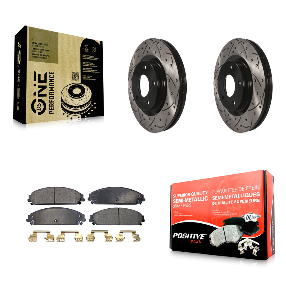 Front Drill Slot Disc Brake Rotor Semi-Metallic Pad Kit For 2008-2009 Dodge Caliber SRT-4 KDF-101926