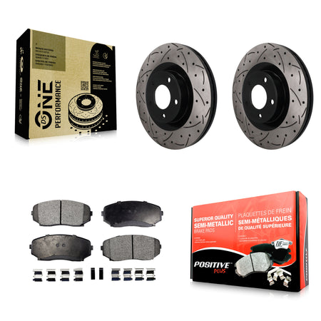 Front Coated Drill Slot Disc Brake Rotors Semi-Metallic Pad Kit For Ford Edge Lincoln MKX KDF-101935