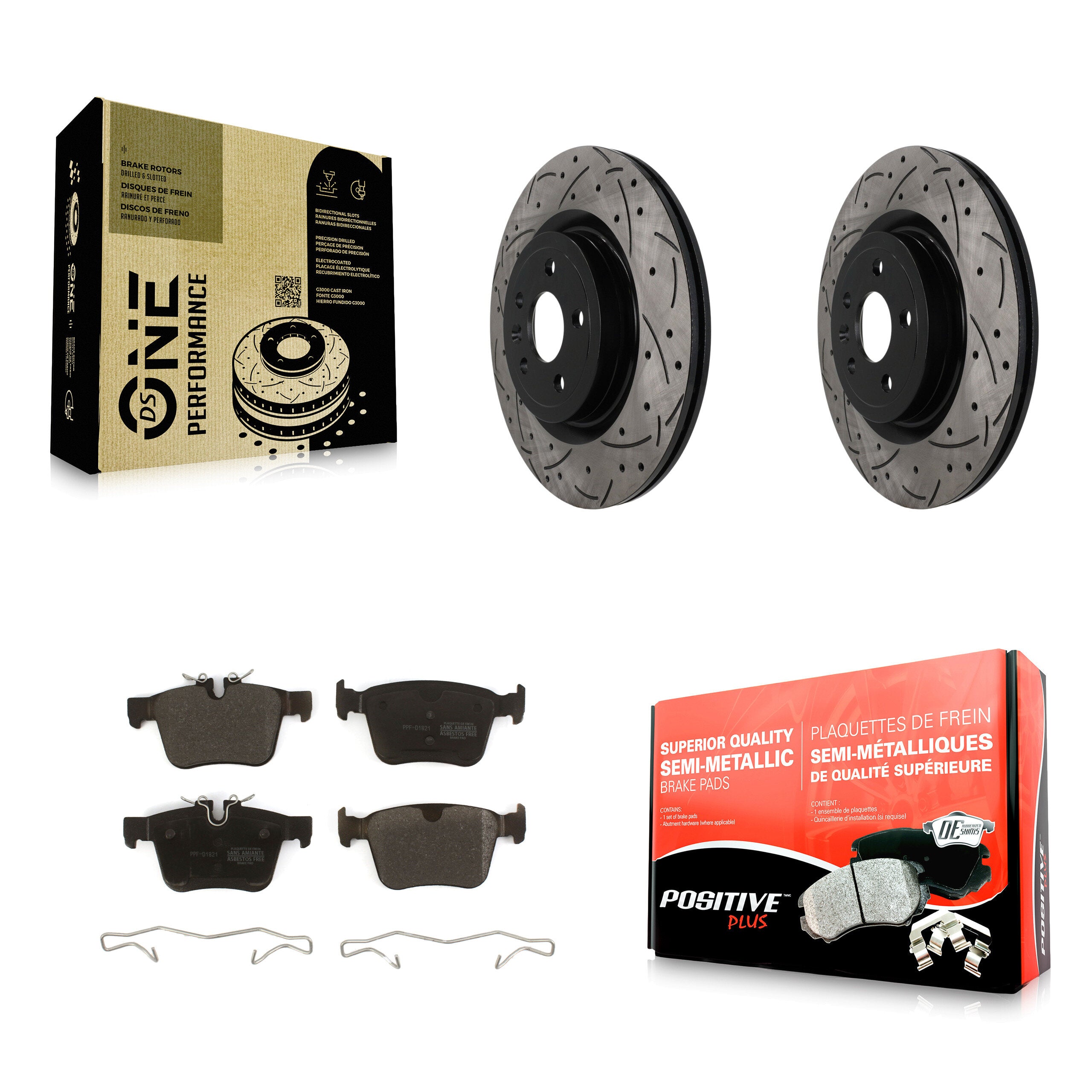Rear Drill Slot Brake Rotors Semi-Metallic Pad Kit For Jaguar F-Pace Land Rover Discovery KDF-101938