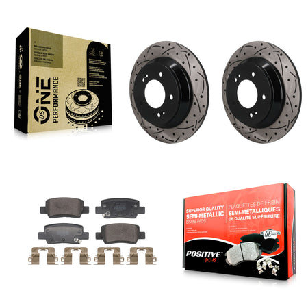 Rear Coated Drilled Slotted Disc Brake Rotors And Semi-Metallic Pads Kit For Kia Seltos KDF-101943