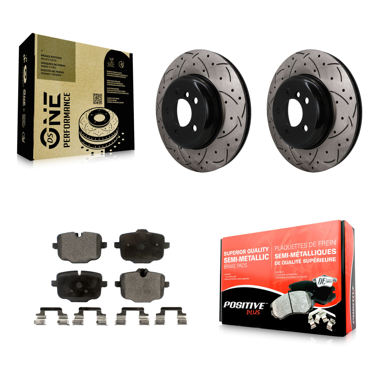 Rear Drill Slot Brake Rotors Semi-Metallic Pad Kit For BMW 550i xDrive 650i Gran Coupe B6 KDF-101946