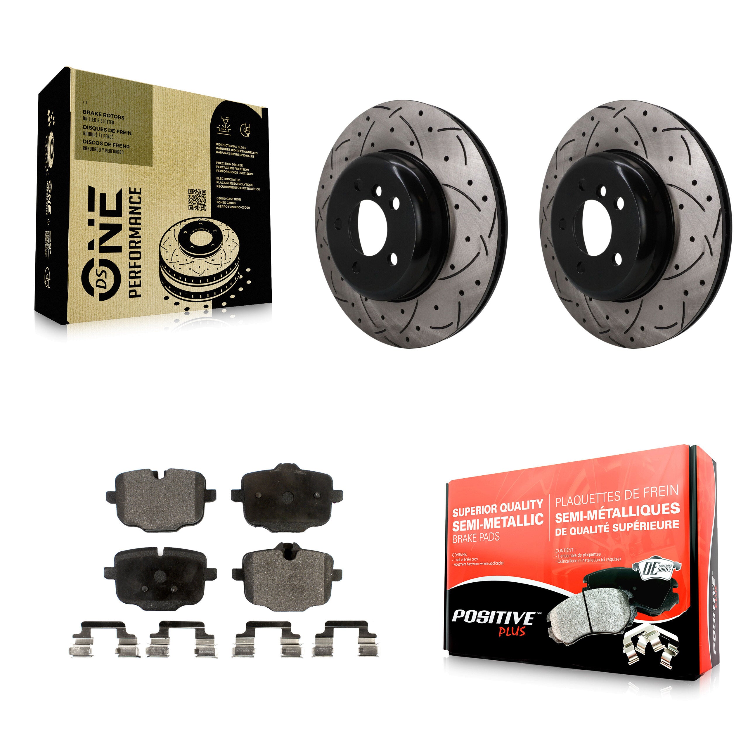 Rear Drill Slot Brake Rotors Semi-Metallic Pad Kit For BMW 550i xDrive 650i Gran Coupe B6 KDF-101946
