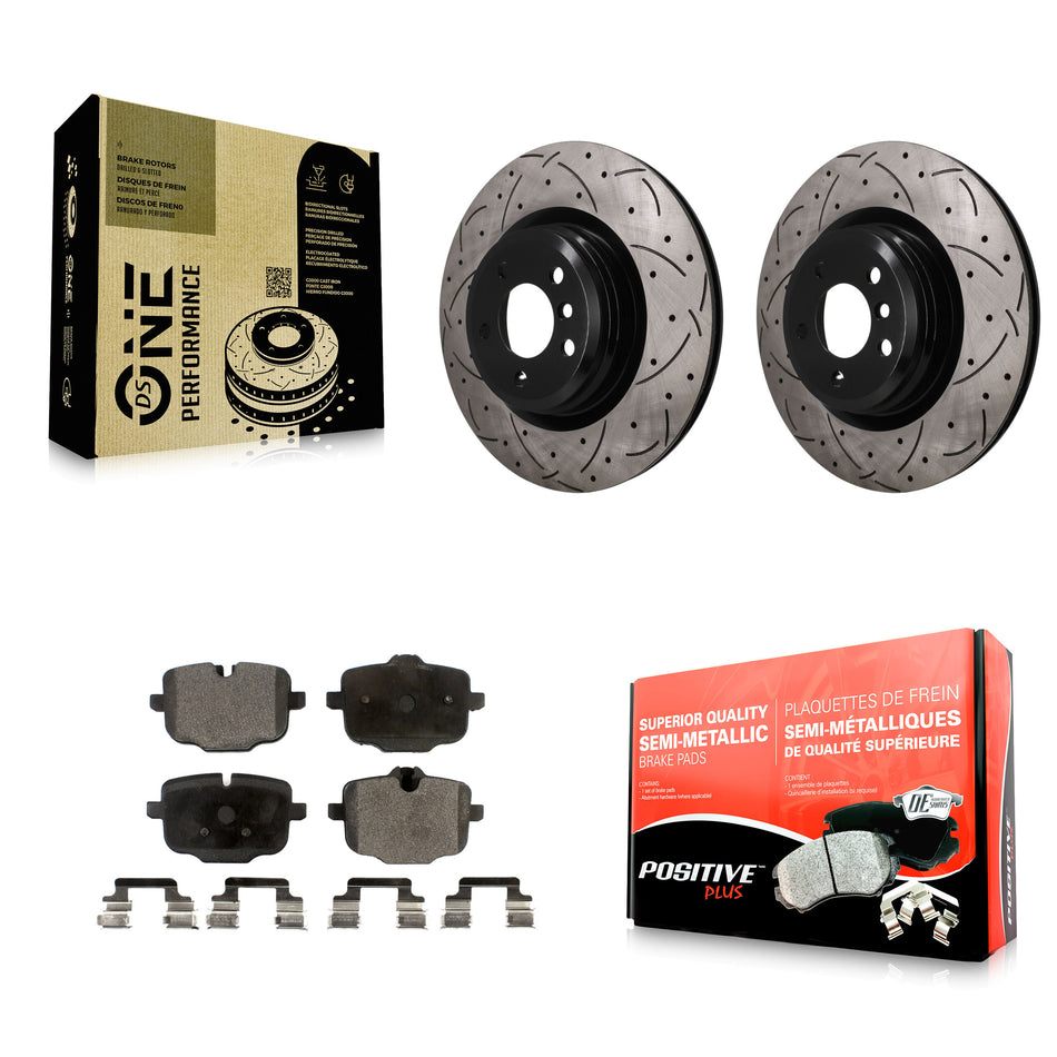 Rear Drilled Slot Brake Rotor & Semi-Metallic Pad Kit For BMW Alpina B6 xDrive Gran Coupe KDF-101947