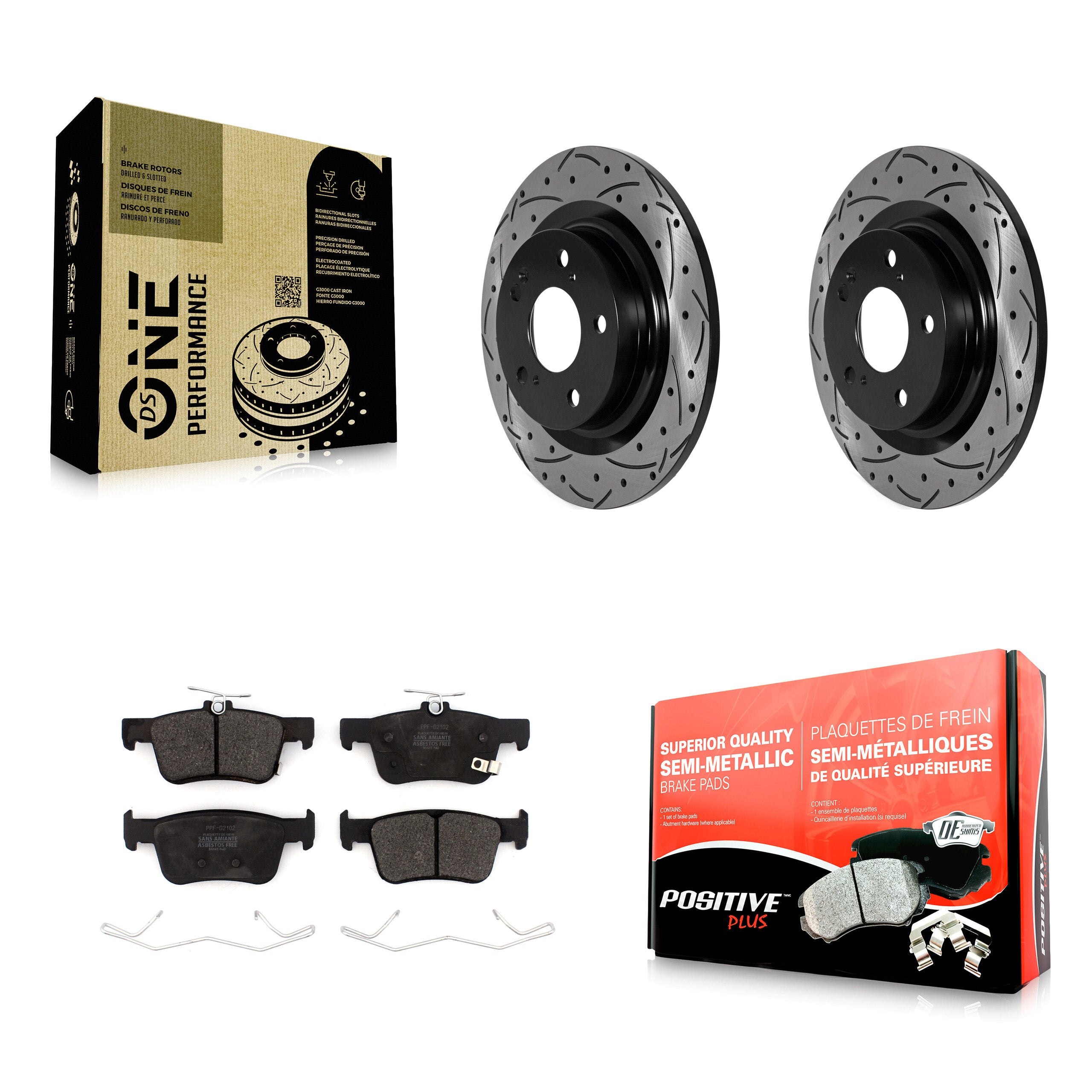 Rear Coated Drill Slot Disc Brake Rotor Semi-Metallic Pad Kit For 2024 Acura Integra 2.0L KDF-101949