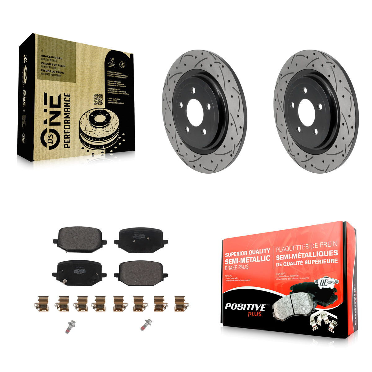 Rear Drilled Slot Disc Brake Rotor Semi-Metallic Pad Kit For 2022-2024 Ford Explorer 2.3L KDF-101956