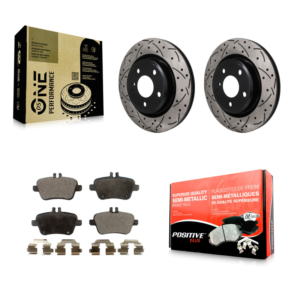 Rear Drilled Slot Brake Rotors Semi-Metallic Pad Kit For Mercedes-Benz GLA250 CLA250 QX30 KDF-101958