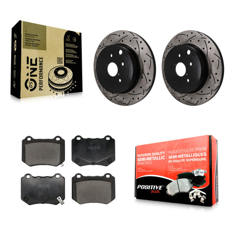 Rear Coat Drill Slot Disc Brake Rotors Semi-Metallic Pad Kit For 2018-2021 Subaru WRX STI KDF-101960