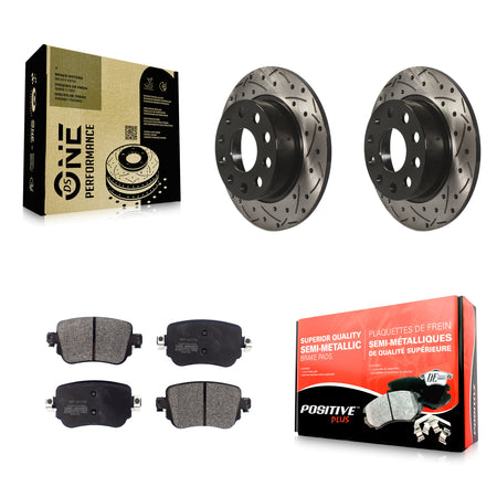 Rear Drilled Slot Brake Rotor & Semi-Metallic Pad Kit For 2015 Volkswagen Golf SportWagen KDF-101961