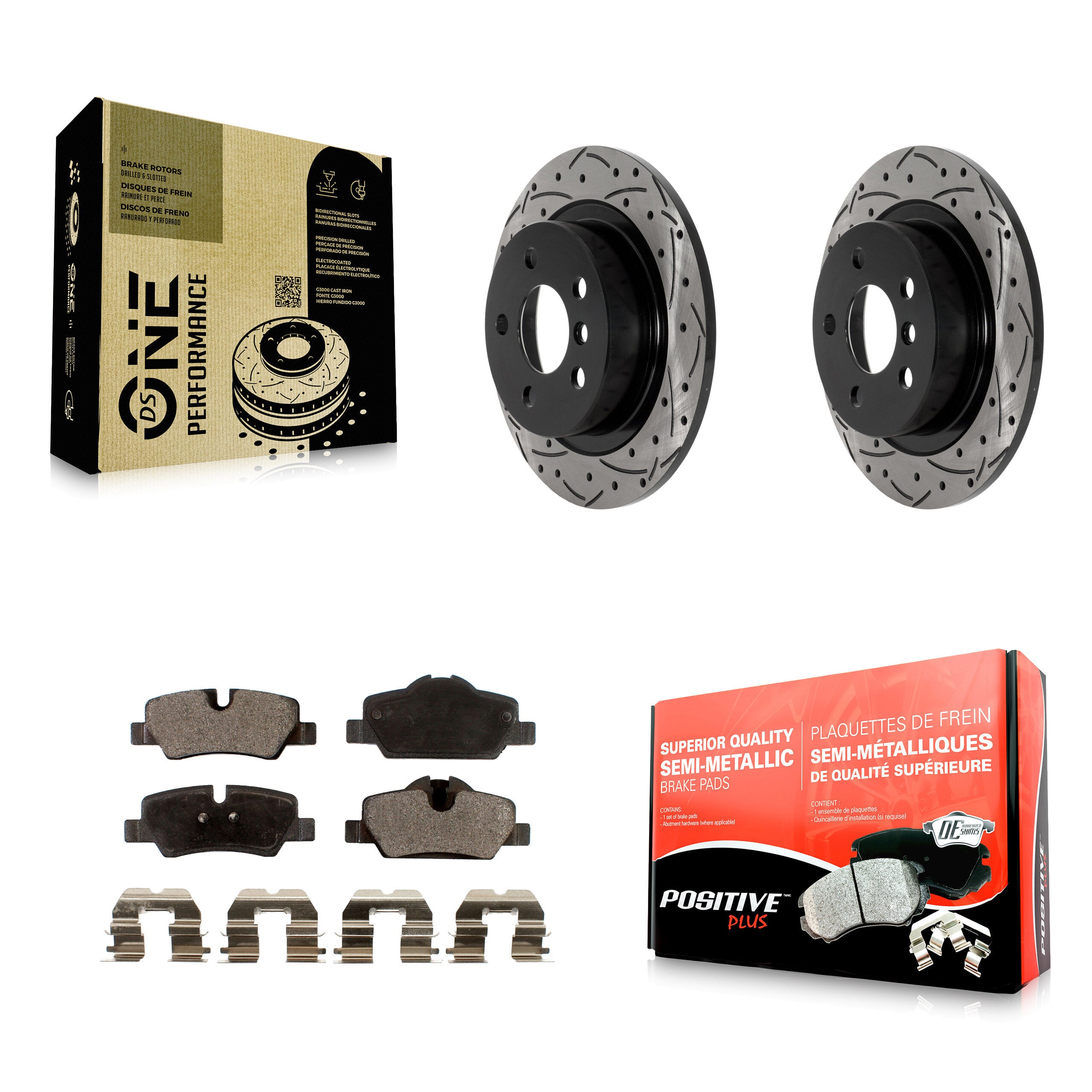 Rear Coated Drilled Slotted Disc Brake Rotors And Semi-Metallic Pads Kit For Mini Cooper KDF-101963