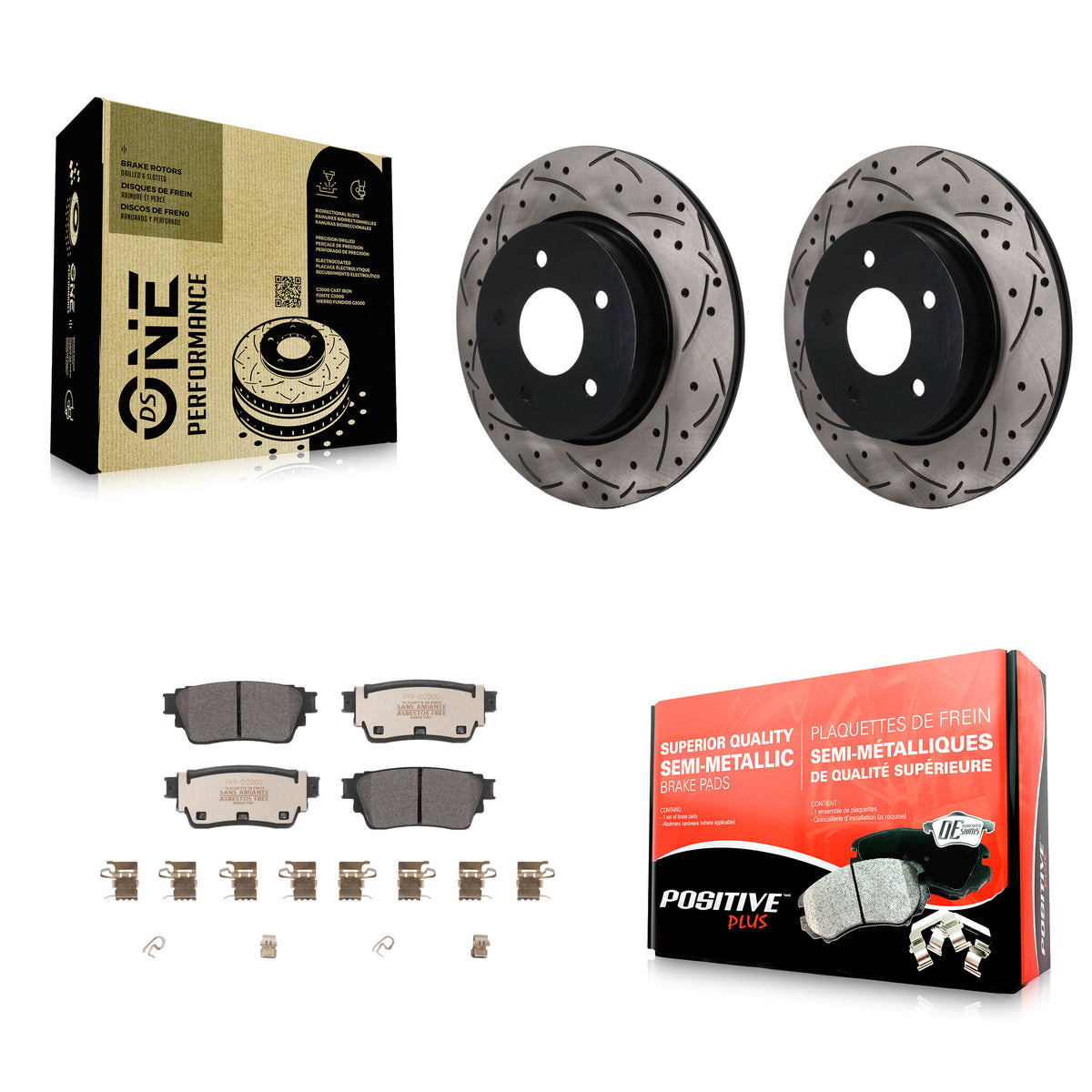 Rear Coated Drilled Slotted Disc Brake Rotors And Semi-Metallic Pads Kit For Nissan Rogue KDF-101965