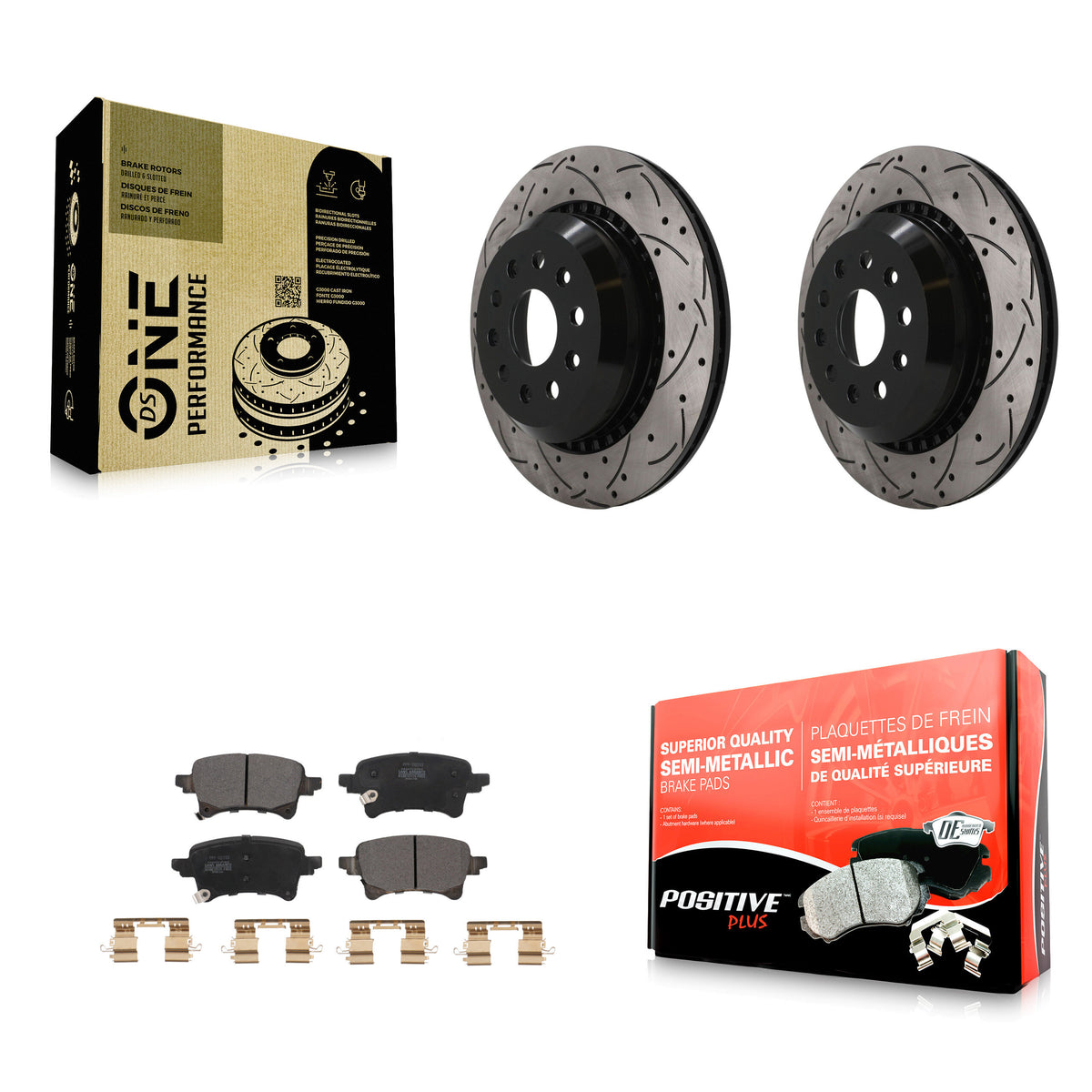 Rear Coated Drill Slot Disc Brake Rotor Semi-Metallic Pad Kit For Jeep Wrangler Gladiator KDF-101966