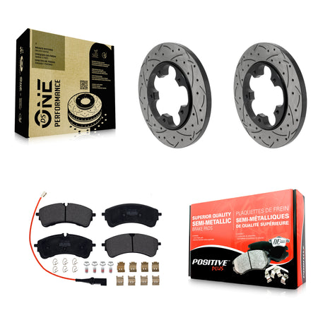 Rear Drilled Slot Disc Brake Rotor Semi-Metallic Pad Kit For Ford Transit-250 Transit-150 KDF-101967