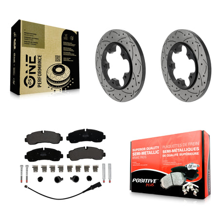 Rear Drill Slot Brake Rotors Semi-Metallic Pad Kit For Ford Transit-350 With 5 Lug Wheels KDF-101968