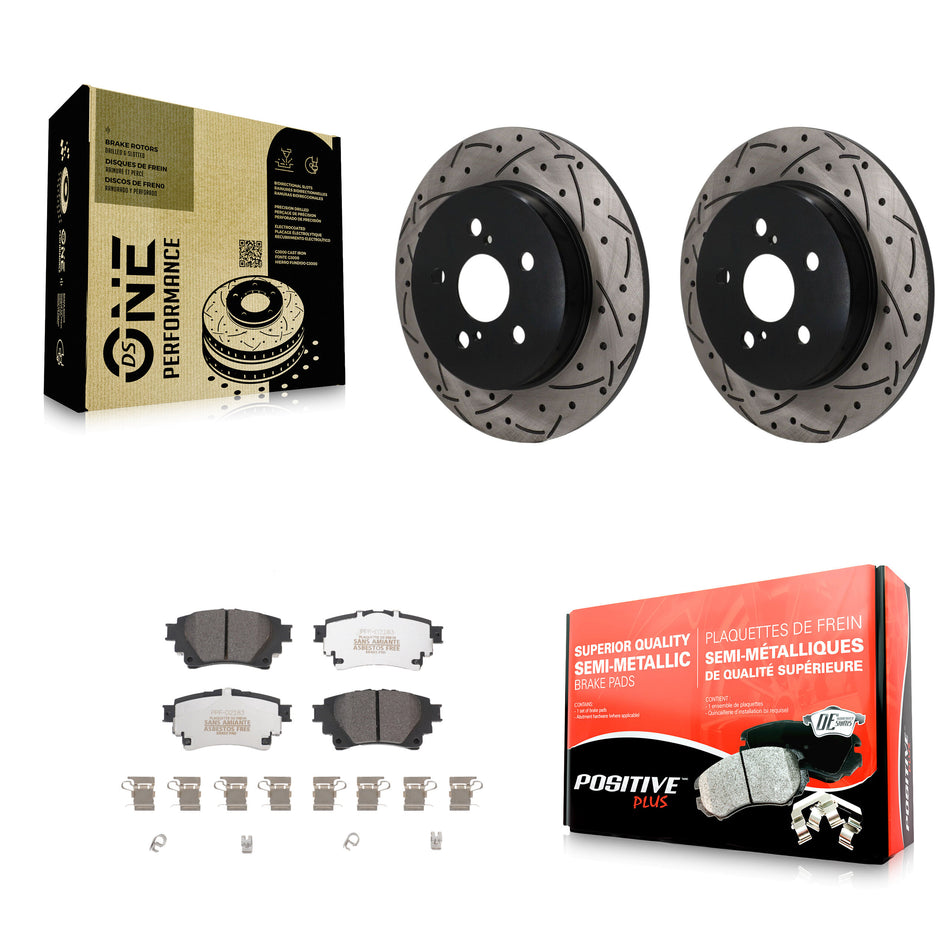 Rear Coated Drilled Slotted Disc Brake Rotor And Semi-Metallic Pad Kit For Toyota Corolla KDF-101971