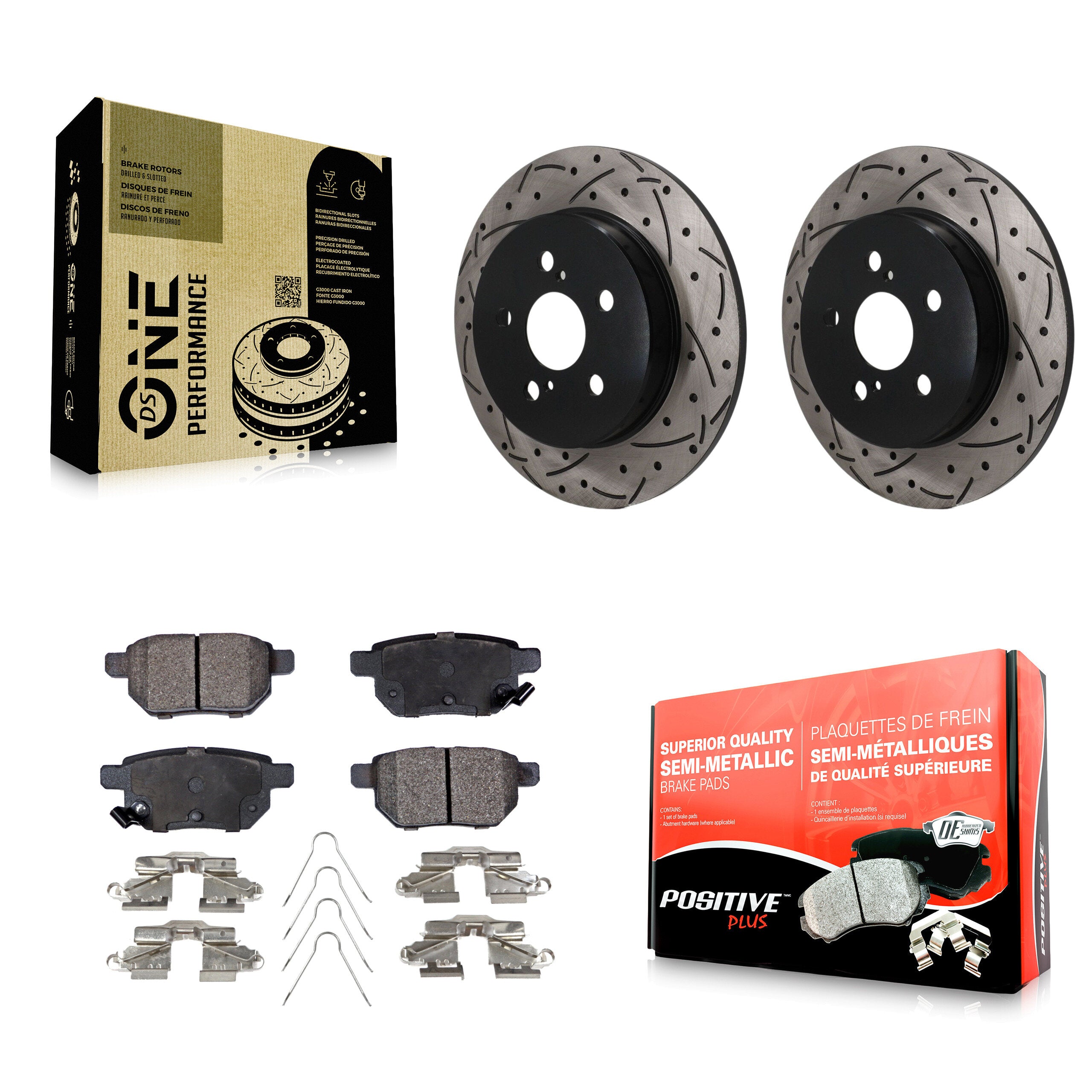 Rear Coat Drill Slot Disc Brake Rotors Semi-Metallic Pad Kit For 2019 Toyota Corolla 2.0L KDF-101972