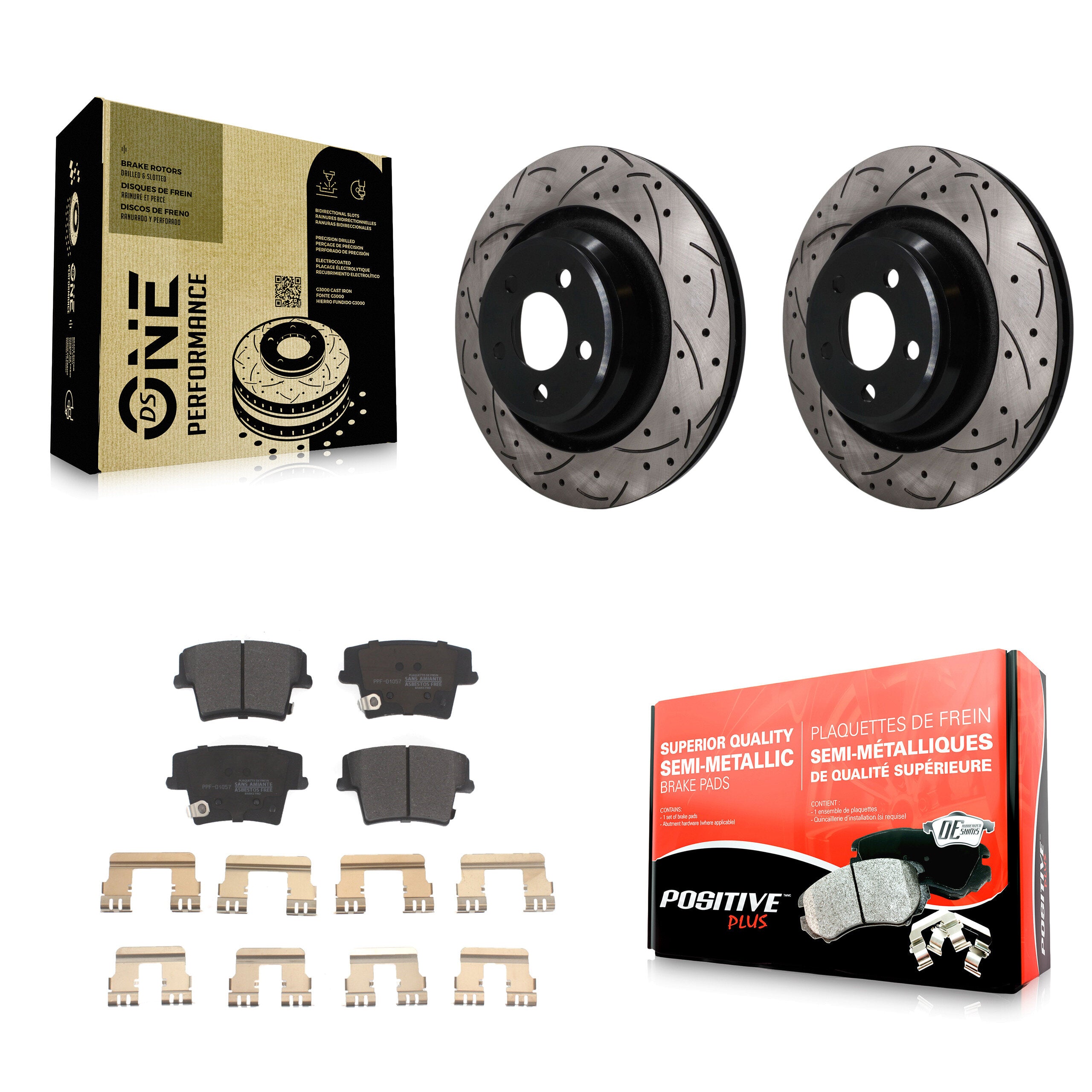 Rear Coated Drilled Slotted Disc Brake Rotors And Semi-Metallic Pad Kit For Dodge Charger KDF-101975