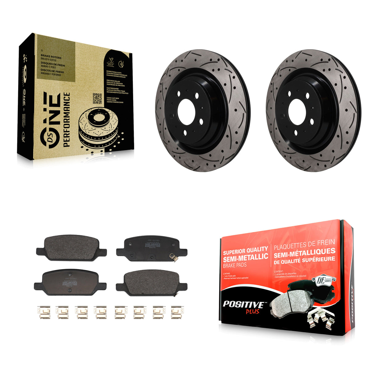 Rear Drill Slot Brake Rotors Semi-Metallic Pad Kit For Tesla 3 With Gray Painted Calipers KDF-101977