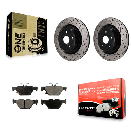 Rear Coated Drill Slot Disc Brake Rotor Semi-Metallic Pad Kit For 2019-2024 Subaru Ascent KDF-101982