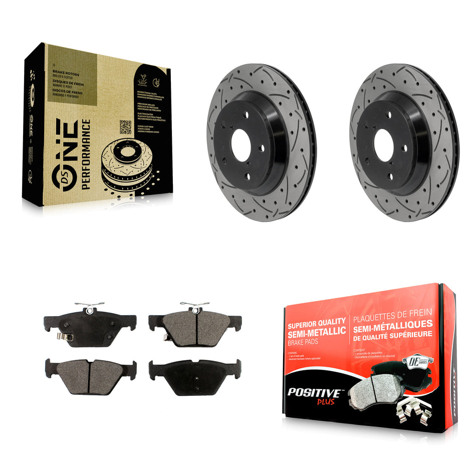 Rear Coat Drill Slot Disc Brake Rotor Semi-Metallic Pad Kit For Subaru Forester Crosstrek KDF-101983