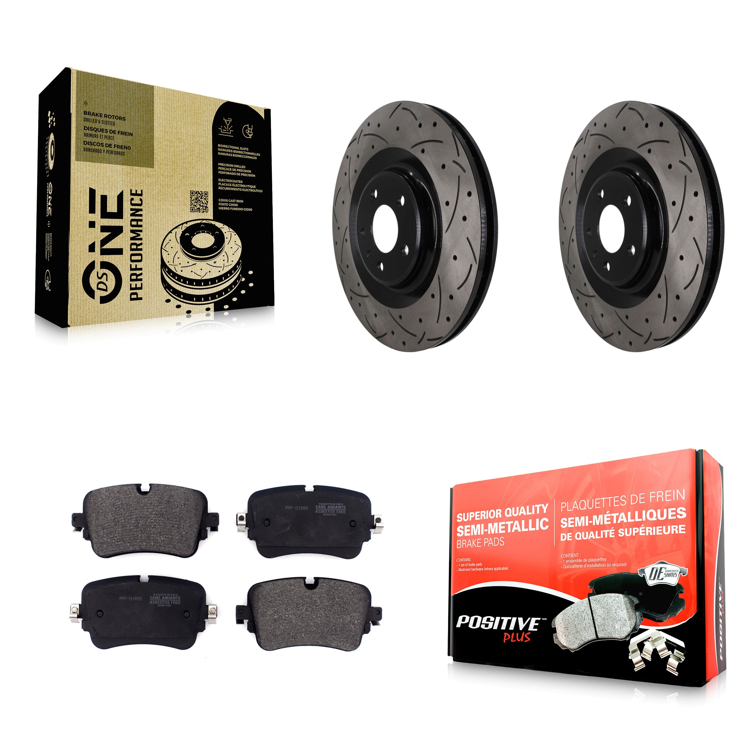 Rear Drilled Slot Disc Brake Rotor Semi-Metallic Pad Kit For Audi Q7 Q8 e-tron Quattro A8 KDF-101985