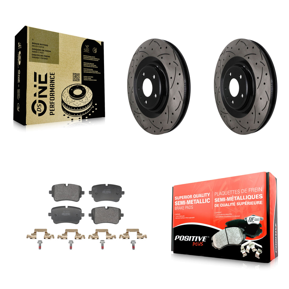 Rear Drill Slot Brake Rotor Semi-Metallic Pad Kit For Audi Q7 Q8 e-tron Quattro SQ8 SQ7 S KDF-101986