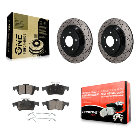 Rear Coated Drilled Slotted Disc Brake Rotors And Semi-Metallic Pads Kit For Mazda 5 KDF-101988