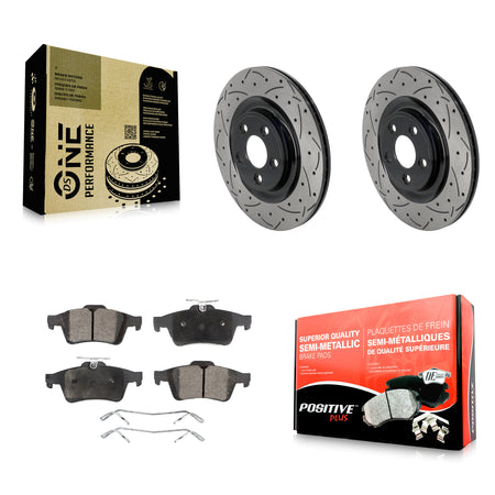 Rear Drill Slot Brake Rotor Semi-Metallic Pad Kit For Jaguar XJ With Manual Parking KDF-101991
