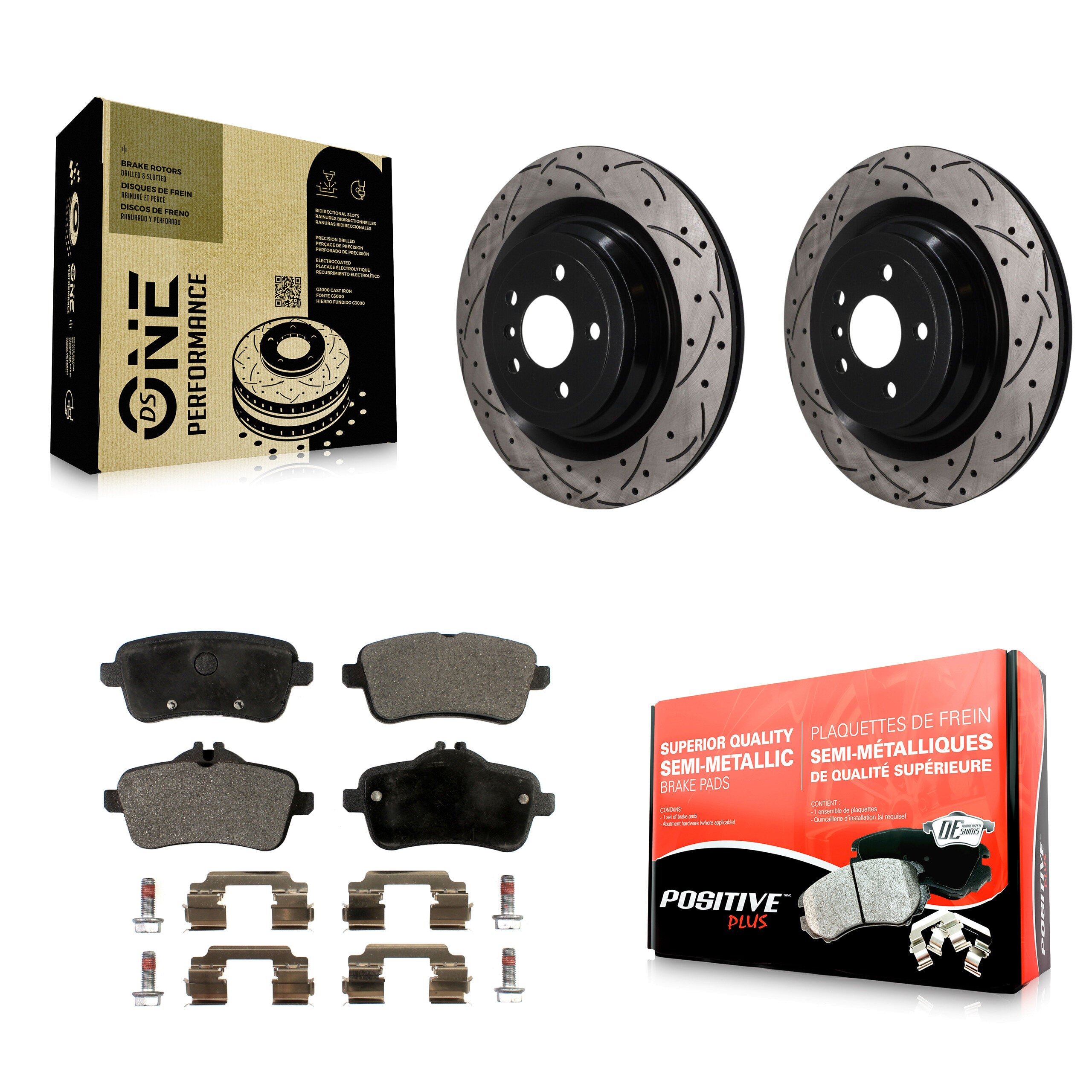 Rear Drilled Slot Brake Rotors Semi-Metallic Pad Kit For Mercedes-Benz GL350 GLS450 ML400 KDF-101994