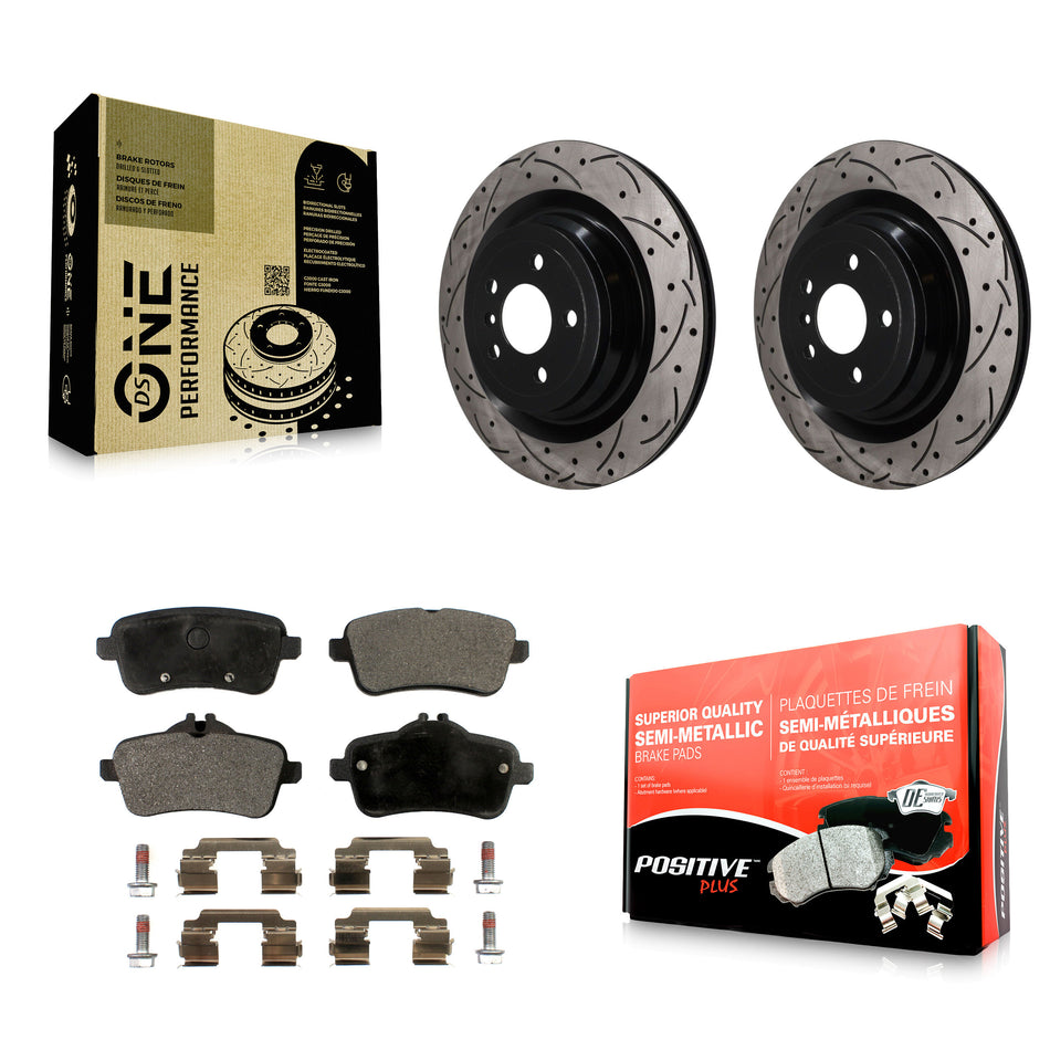 Rear Drilled Slot Brake Rotors Semi-Metallic Pad Kit For Mercedes-Benz GL350 GLS450 ML400 KDF-101994