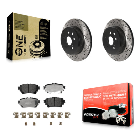 Rear Drilled Slot Disc Brake Rotor Semi-Metallic Pad Kit For 2021 Lexus IS350 RC350 RC300 KDF-102005